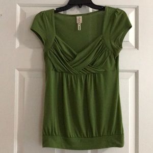 V neck green top